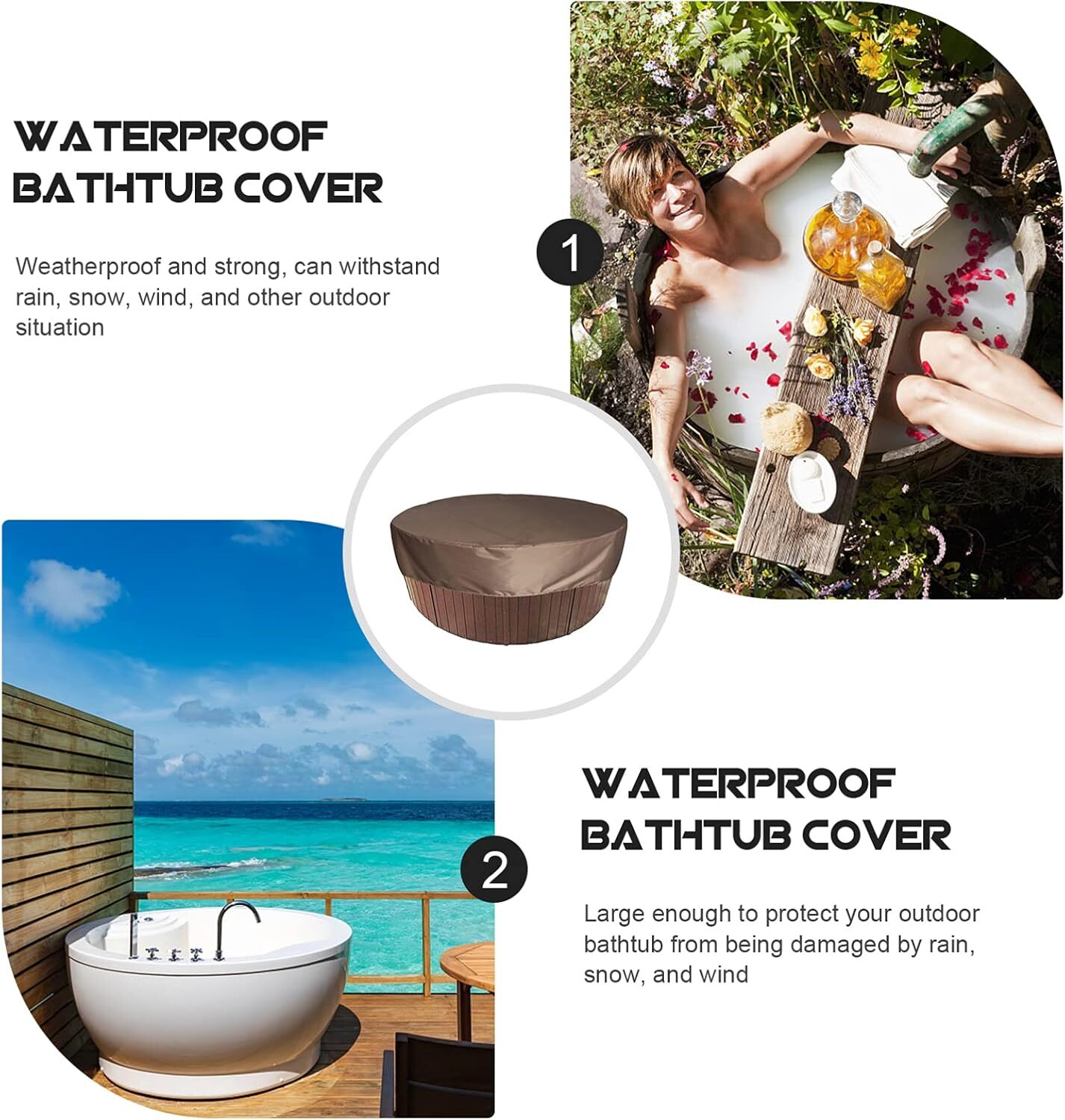 Round Hot Tub Cover Pool Water- Solar Spa Thermal Coffee