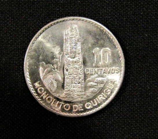 Guatemala 1960 10 Centavos unc Silver Coin