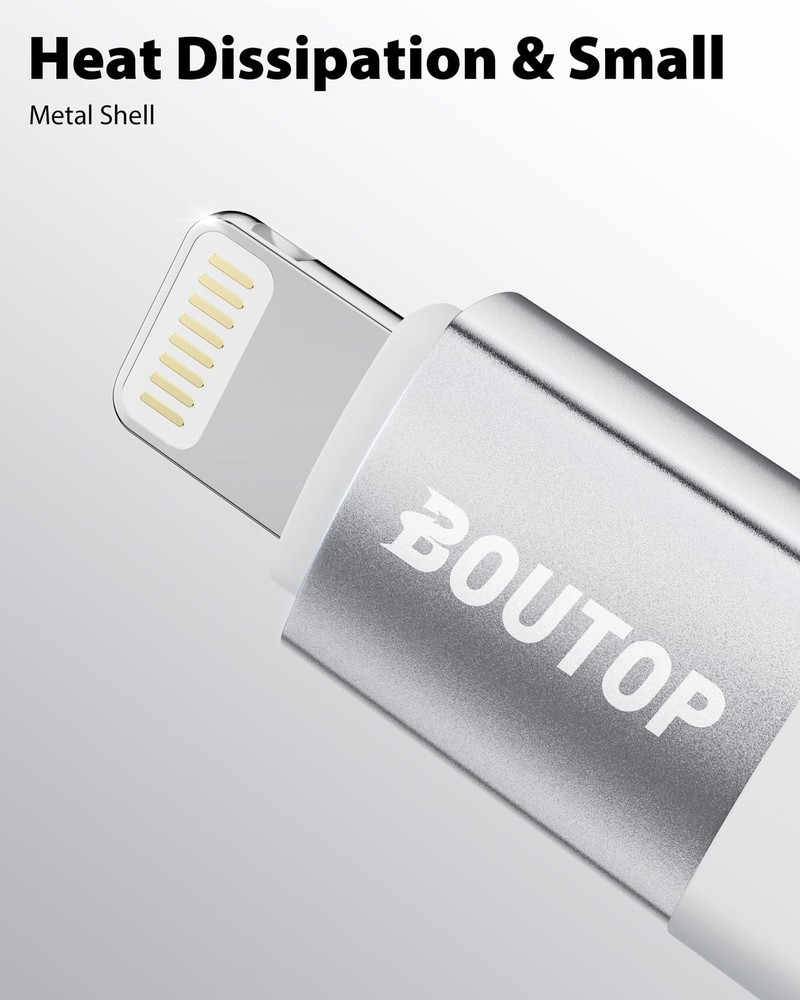 BOUTOP [MFi Certified] USB C to Lightning Adapter, Type C 1 Pack, Silver