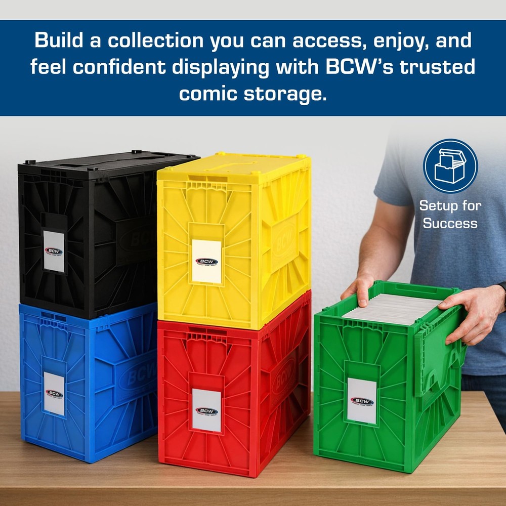 BCW Short Comic Book Bin | Holds 150 Comics | Stackable Plastic Single, Red