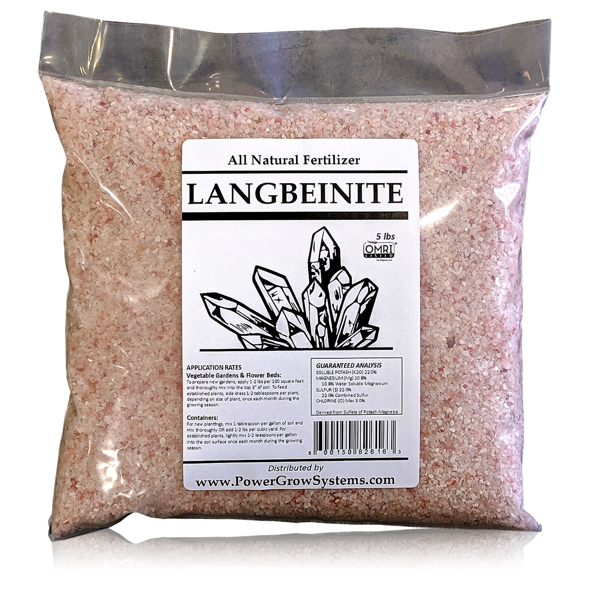 LANGBEINITE - Sulfate of Potash Magnesia (K-MAG) Organic 0-0-22Fertilizer - 5lbs