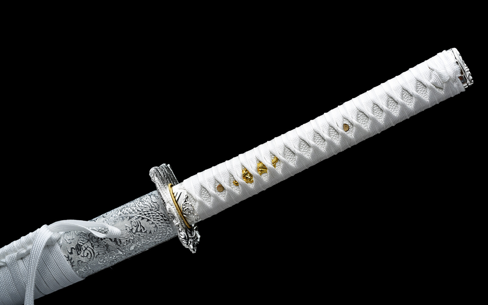 Blue White Full Tang Japanese Sword 1095Carbon Steel Battle Ready Samurai Katana