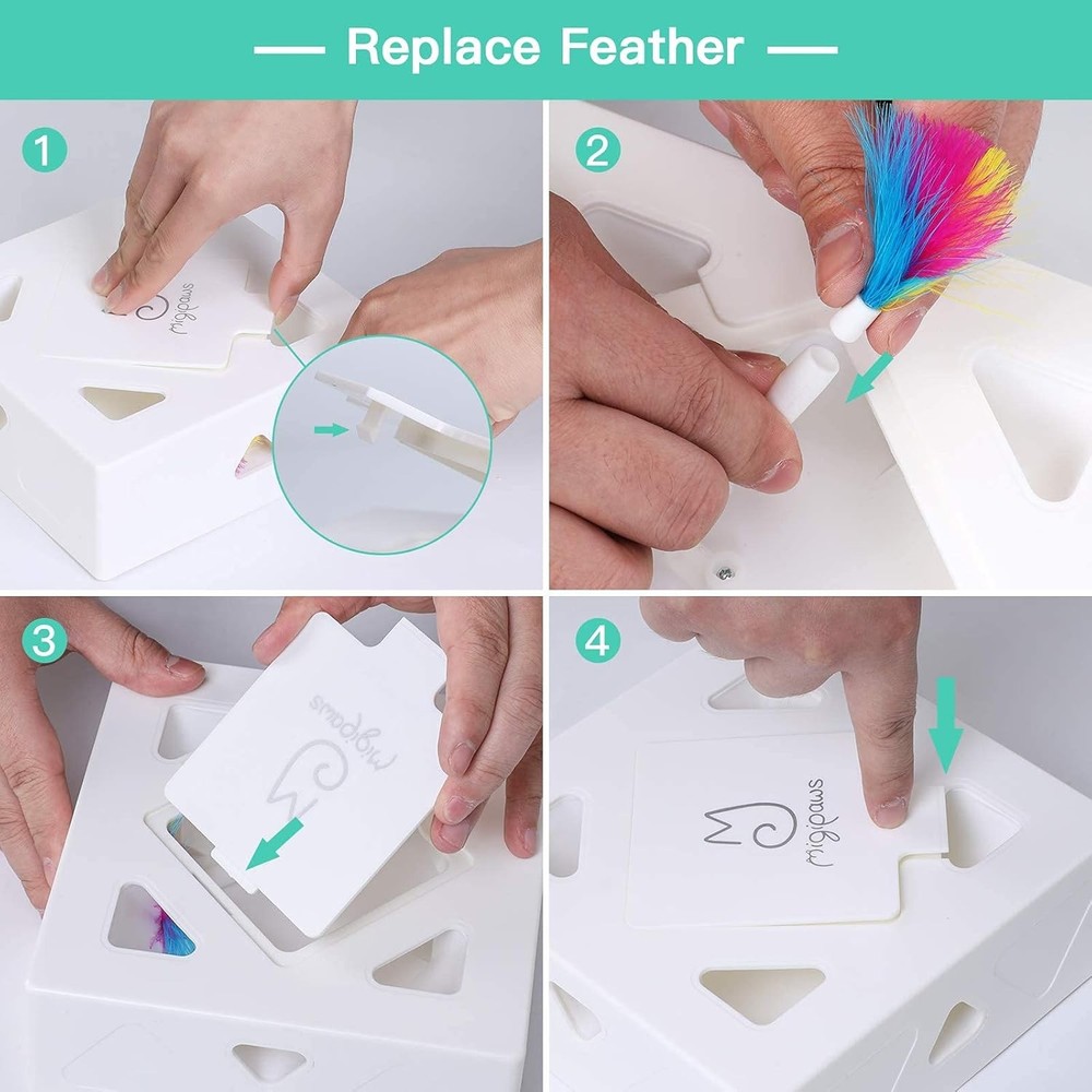 Migipaws Upgrade Rainbow Feather Replacement for Cat Magic Refill, Colorful