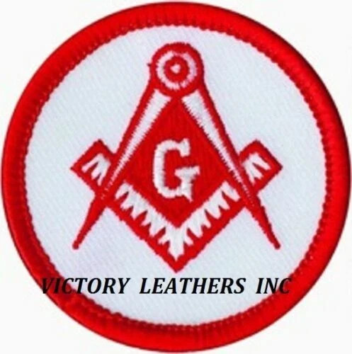 Masonic Red Square Compass Patch 3" Round