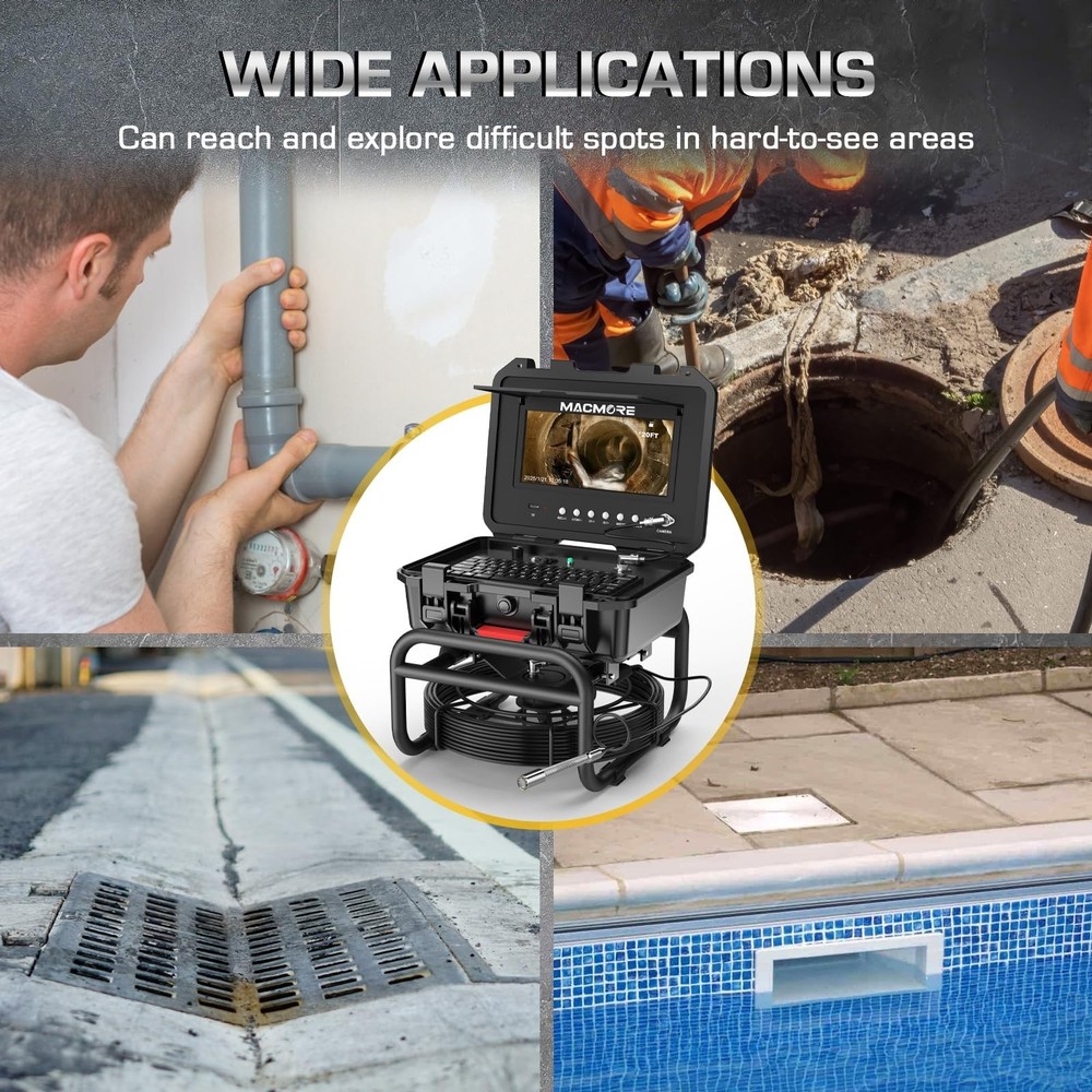 Sewer Camera Self Leveling, 7MM Thicker Pushrod, Keyboard, Distance Counter, ...