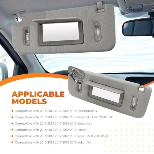 23459655 Gray Sun Visor Left Driver Compatible with Escalade/ESV Silverado
