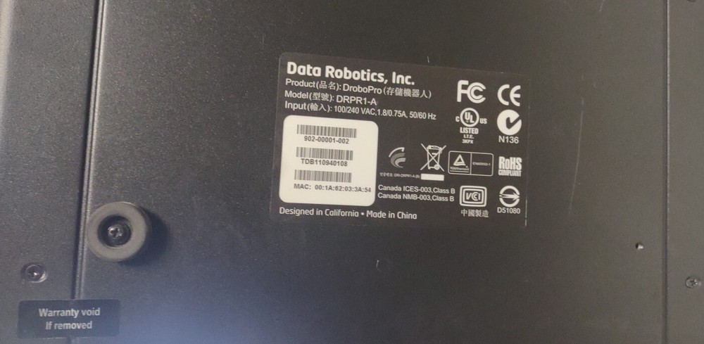Data Robotics DROBO DRPR1-a Storage Array 902-00001-002 - No Harddrives - AS IS