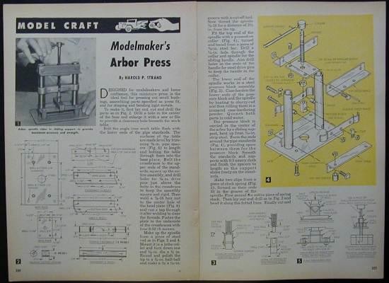 Modelmakers ARBOR PRESS How-To Build PLANS Hand Screw