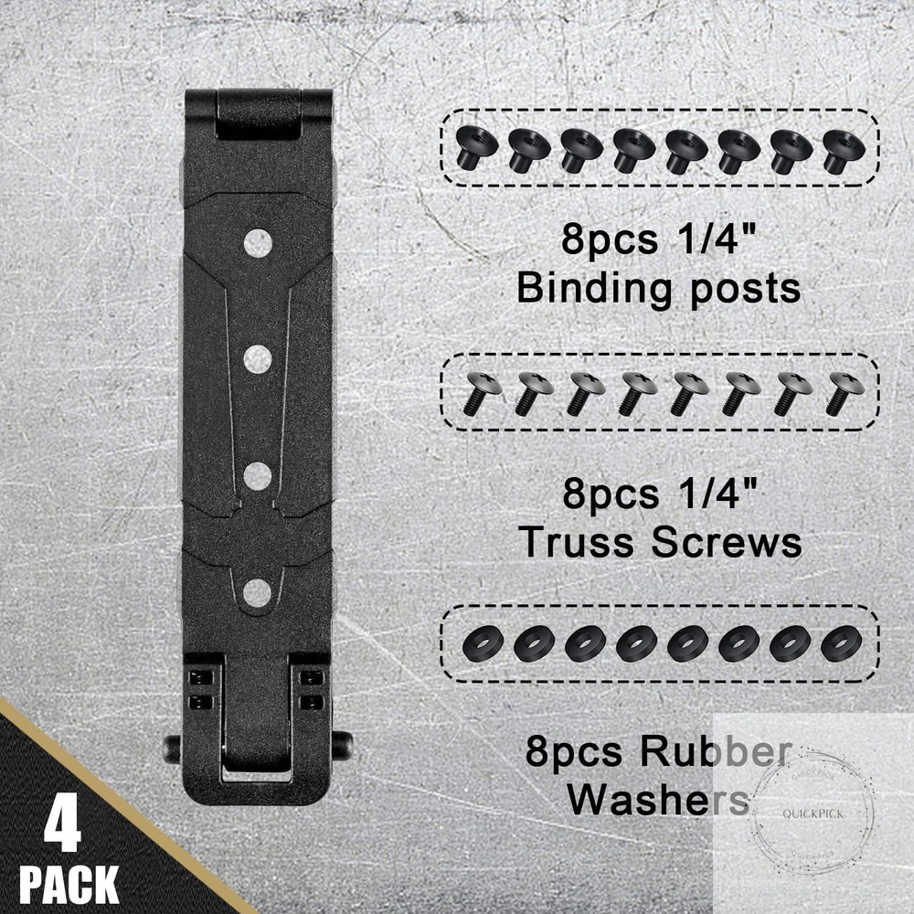 3" Molle Clips 4-Pack, Molle Attachment Clips with Mounting Hardware for Vests