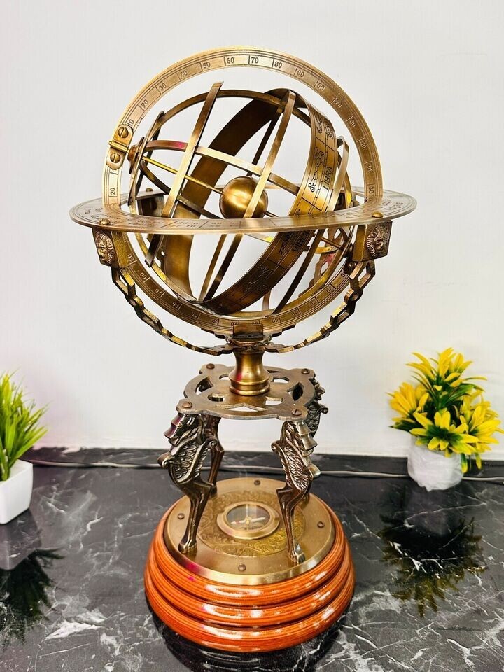 18'' inch Large Brass Armillary Sphere with Working Direction Compass Nautical