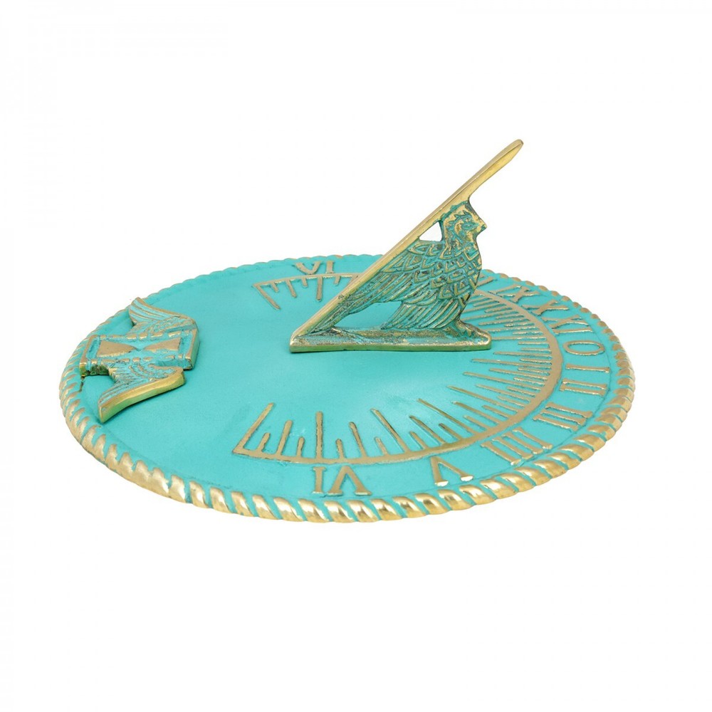 Sundial Verdigris Solid Brass Garden Clock 10'' Diameter Renovators Supply