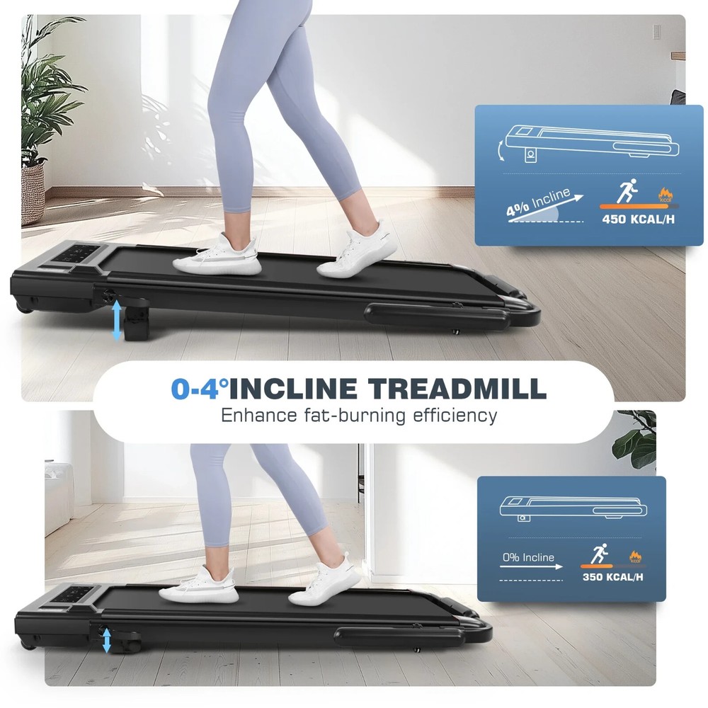Walking Pad Treadmill with Adjustable Height & Removable Desk Workstation, 300lb