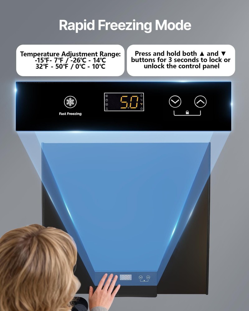 Energy-Efficient 3.3 Cu.ft Chest Freezer, 2 Removable Baskets, LED Temp Display
