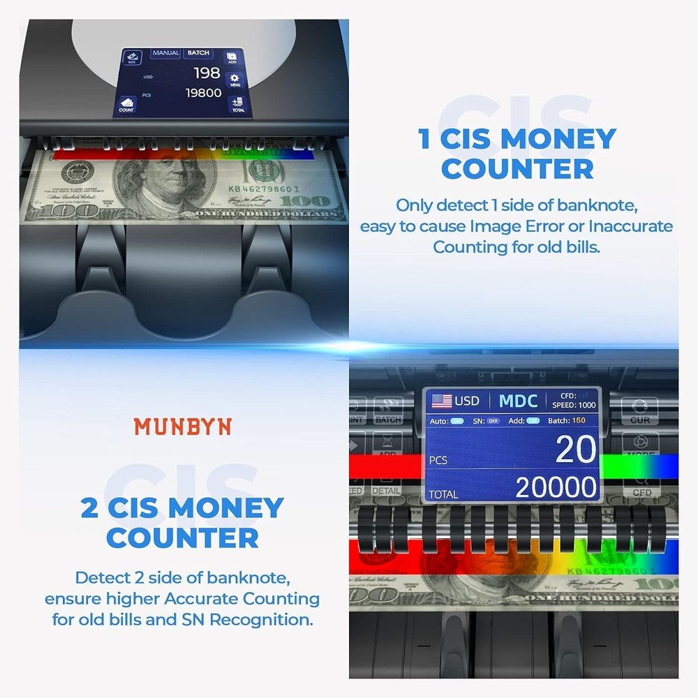Bank Grade Money Counter Machine Mixed Denomination with External Display Printe