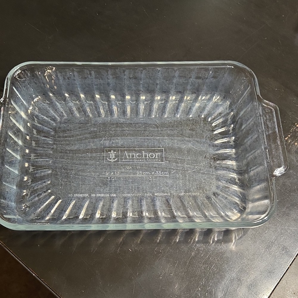 Anchor Glass Rectangular Baking Dish 3 qt 9x13 in Microwave Safe Clear