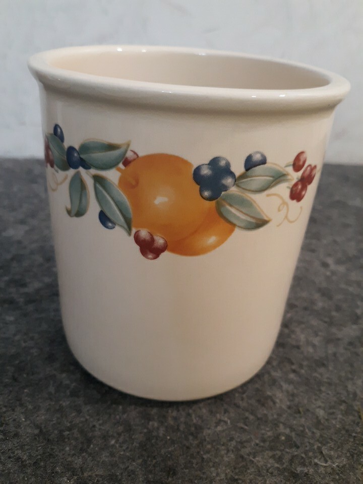 Corelle Abundance Fruit Pattern Utensil Holder Crock 5 " Tall