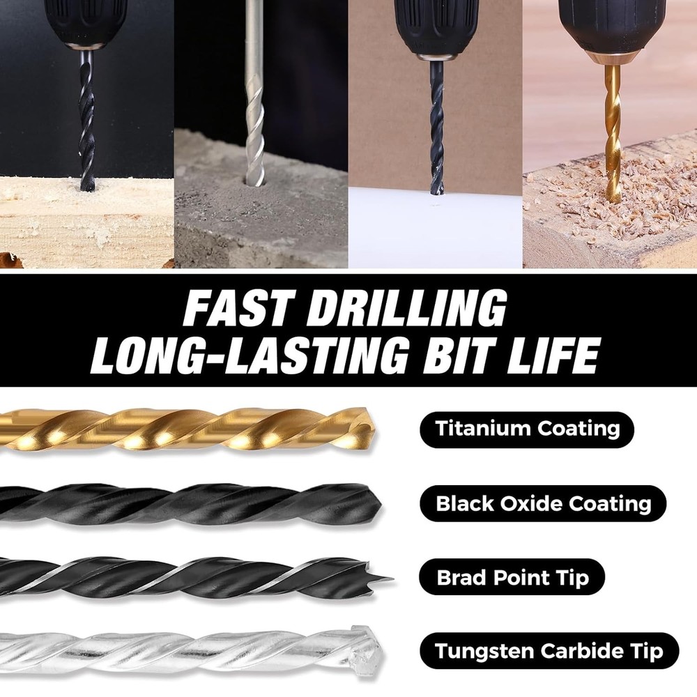 Drill Bit Set, 246 Pcs for Cordless Drill, Drill Driver Bit Set