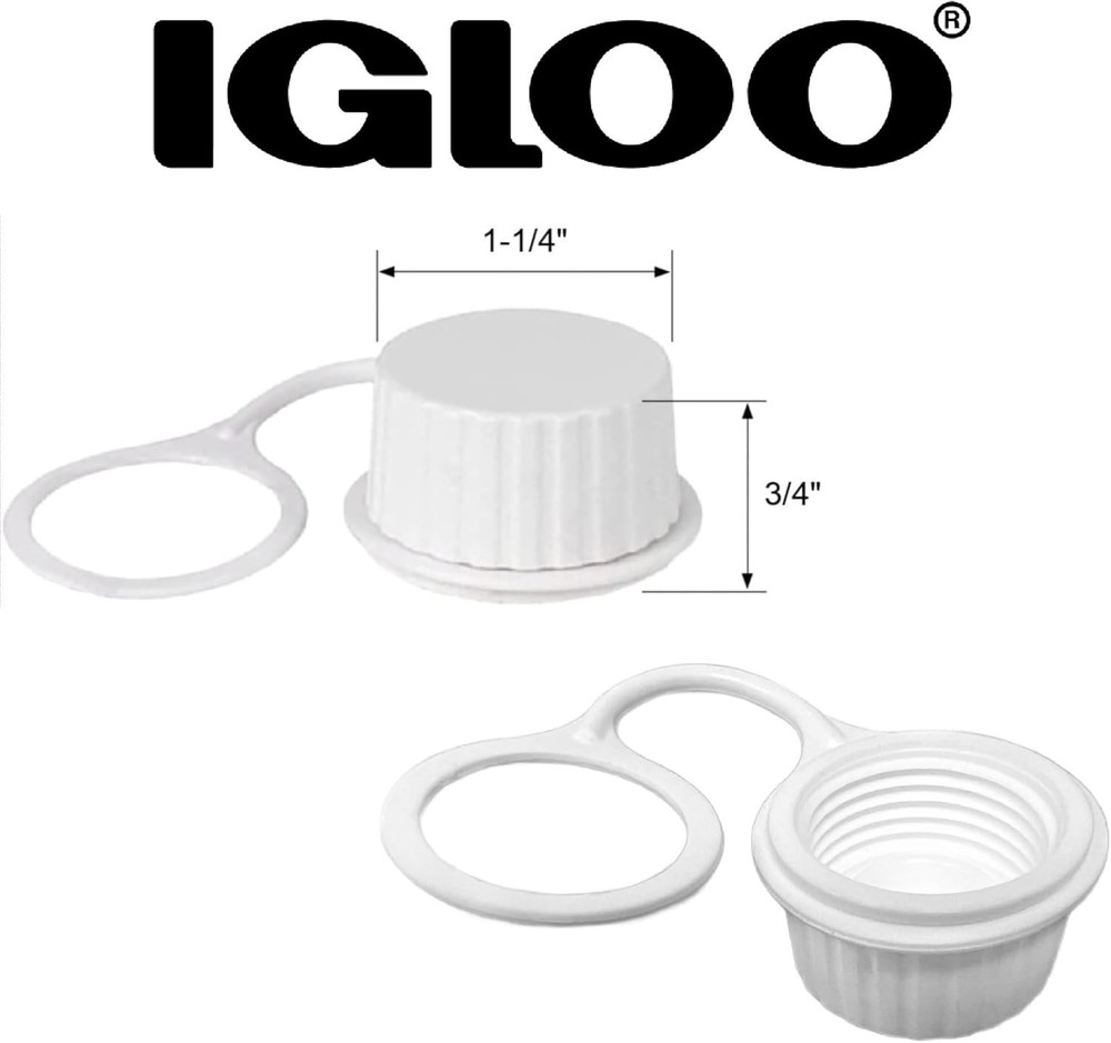 Igloo Cooler Threaded Drain Plug Caps with Plastic Tether 20049