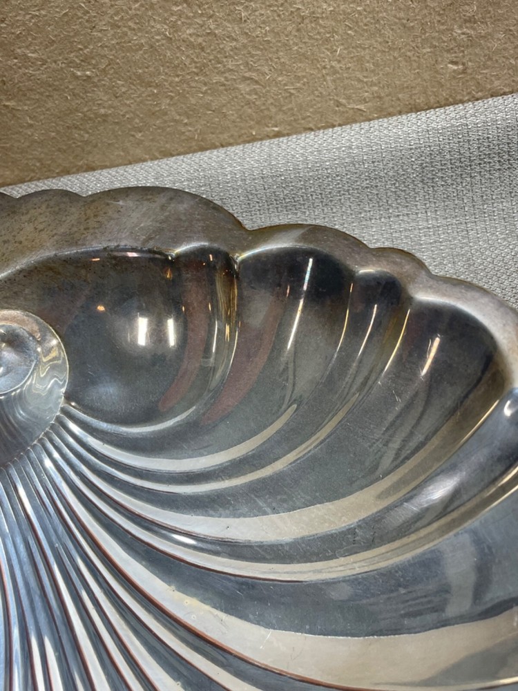 Glastonbury Silver on Copper Shell Dish footed marked 608