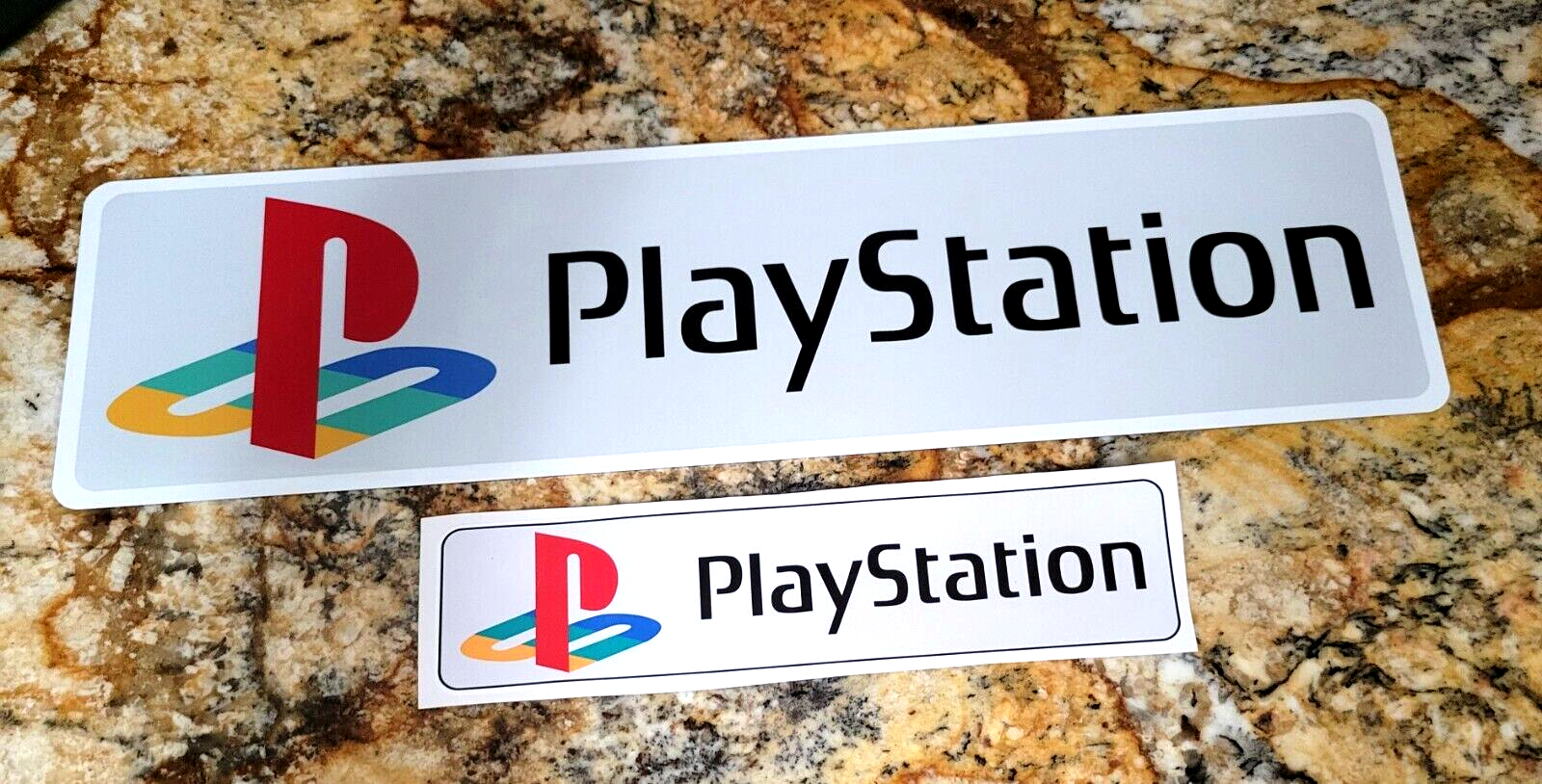 Playstation Logo Aluminum Sign 6" x 23" with free decal.