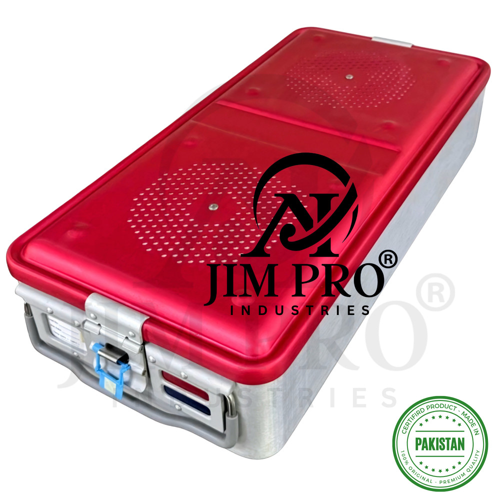 Aluminium Sterilization Container, Bottom & Lid Perforated with 4 filter holders