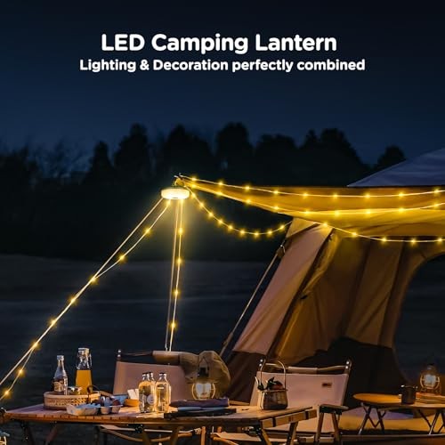 Camping String Lights, 4 in Quick Storage 32.8FT Rechargeable Tent 1 Green