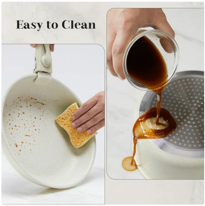 12pcs Non-Stick Pots and Pans Set, with Detachable Handle for Kitchen