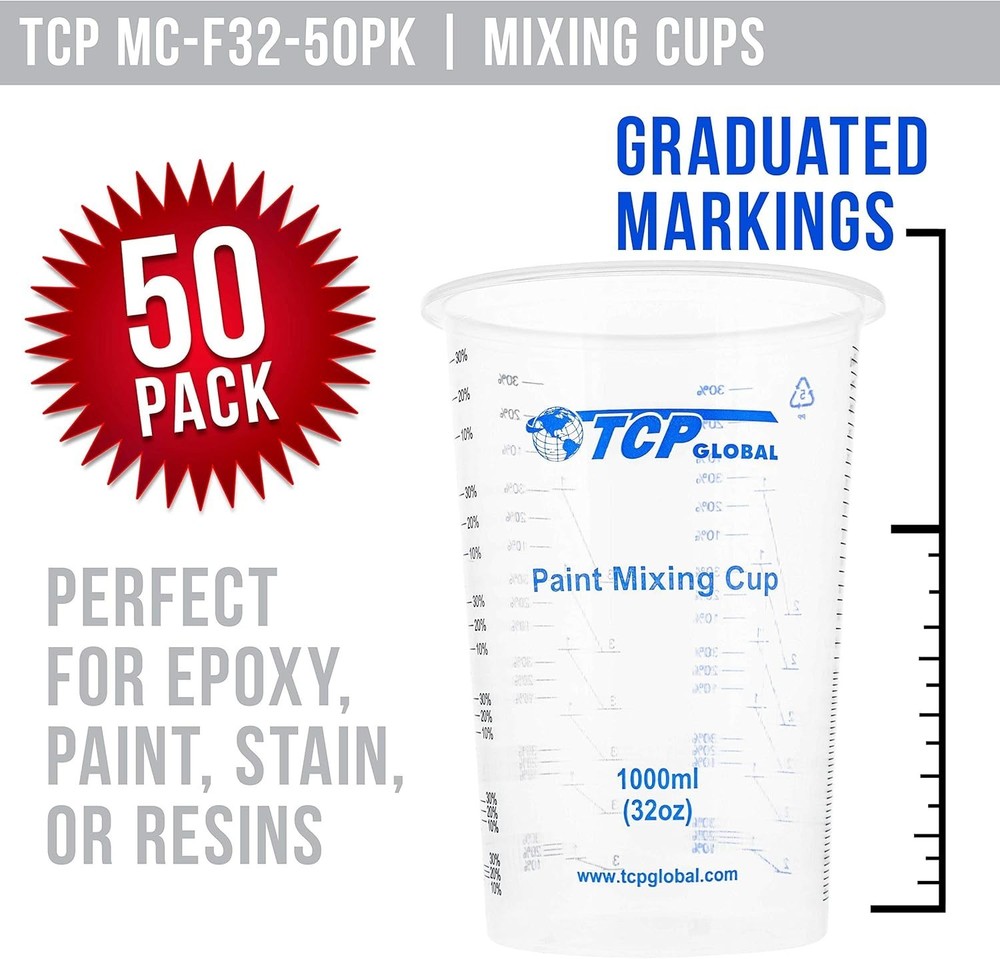 Multi-Purpose 32 oz Disposable Mixing Cups - Ideal for Kitchen & Art Projects