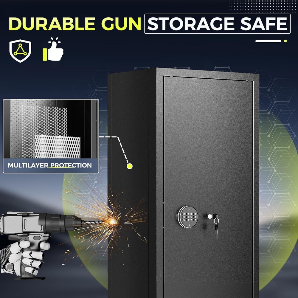 8 12 Gun Safe Rifle Safe for Home Quick Access Black