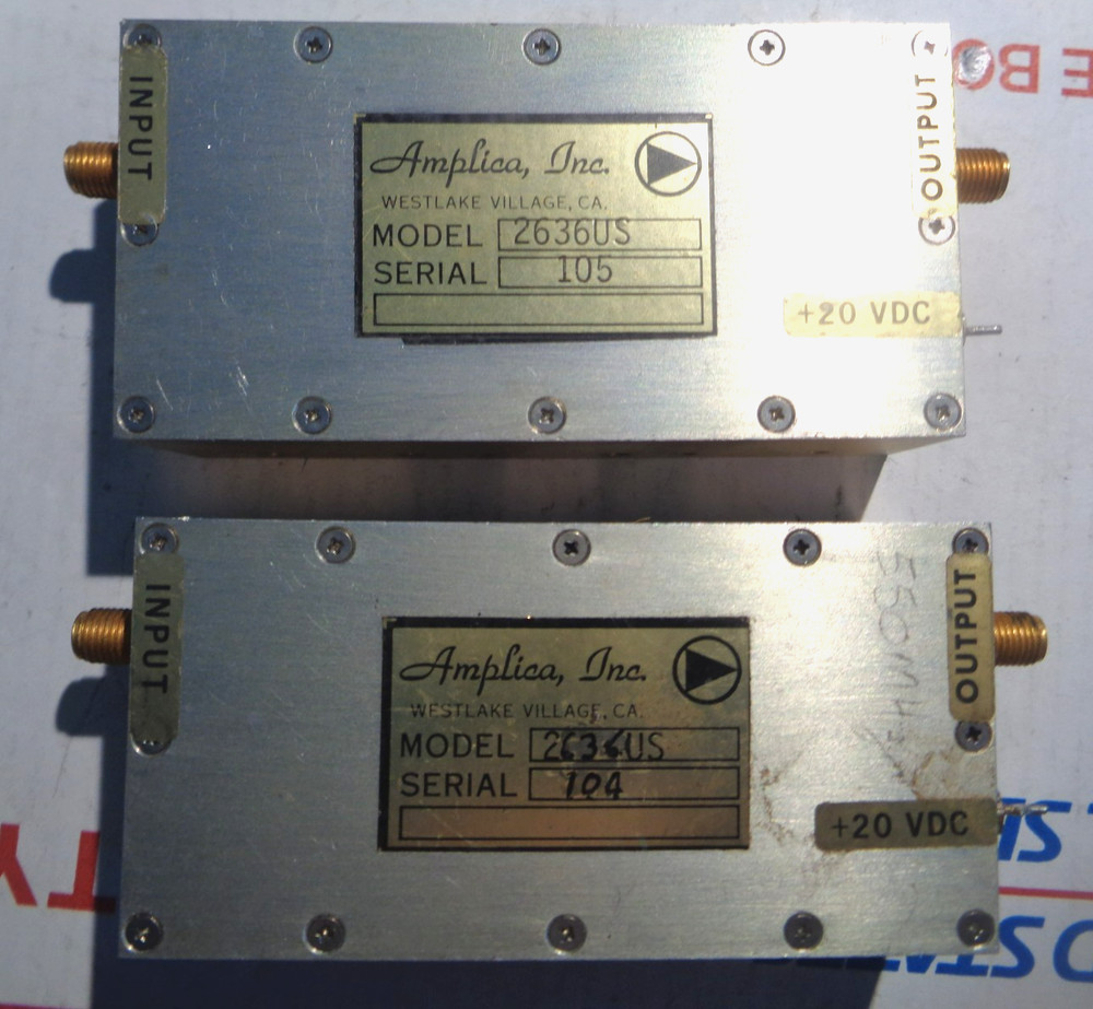 One AMPLICA INC MODEL 2636US AMPLIFIER +20VDC