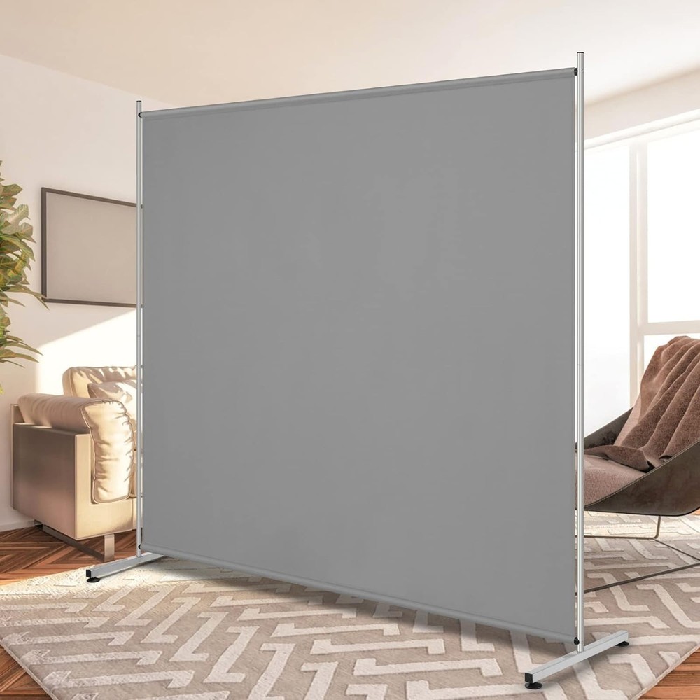 Freestanding Grey Room Divider - Large Screen For Office, Partition Separators