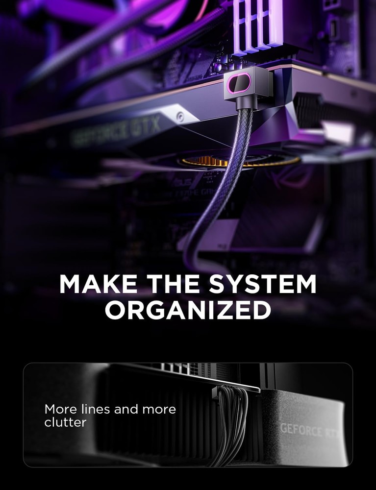 Hydrus-8PIN GPU PSU Extension Cable ARGB Light, Copper Wire Power Extension C...