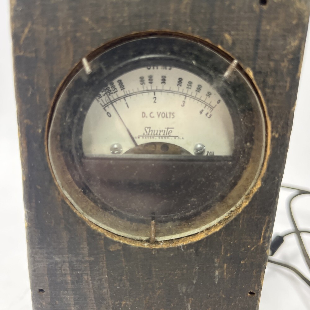 Vintage Shurite Meter Wood Block Untested