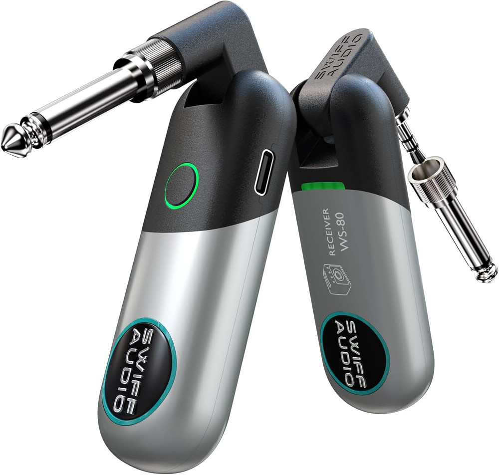 Wireless Guitar System, SWIFF AUDIO Wireless Guitar Transmitter Receiver with 10
