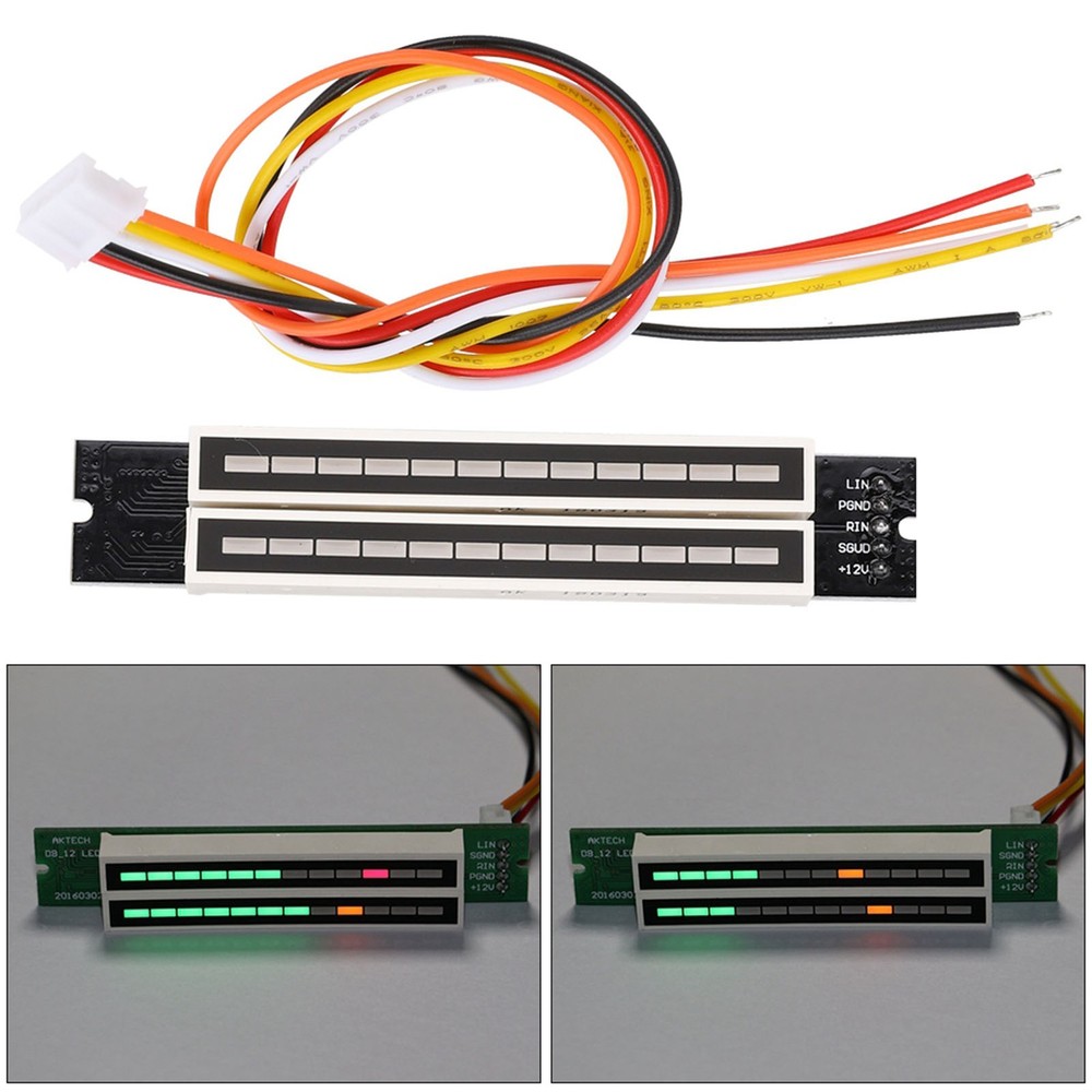 Dual 12 Stereo Level Indicator Adjustable Light Speed Level Meter Board Module