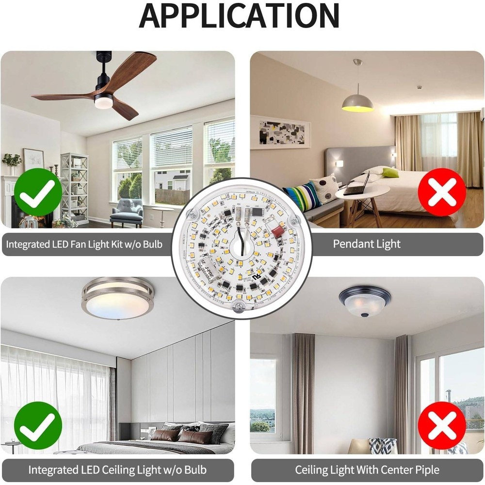 3.94" Ceiling Fan LED Light Replacement Panel PCB 18W, 3 CCT Adjustable Color