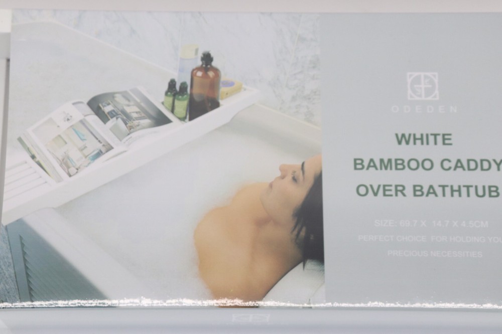 Odeden Luxury Bathtub Caddy White Bamboo