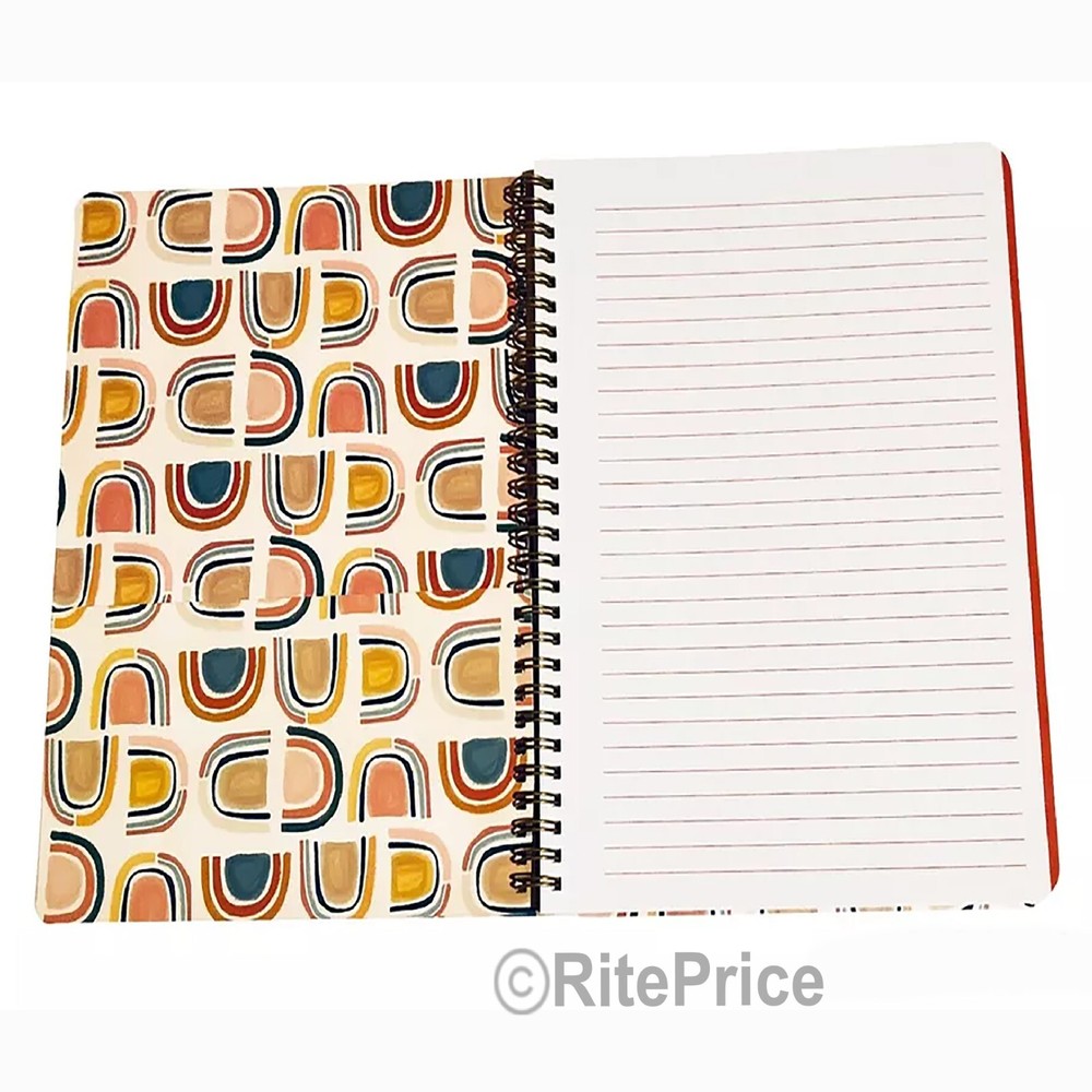 Molly & Rex Spiral Notebook,Abstract Pattern, College Ruled with Folder (3 Pack)