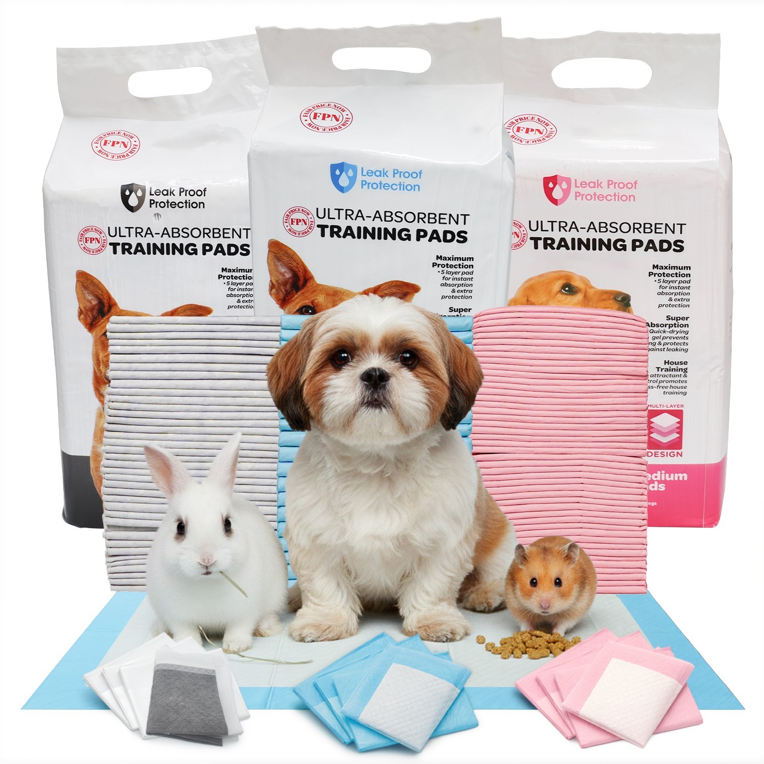Pet Training Pads for Dogs Ultra Absorbent Puppy Pee Pads Leak Proof - FPN