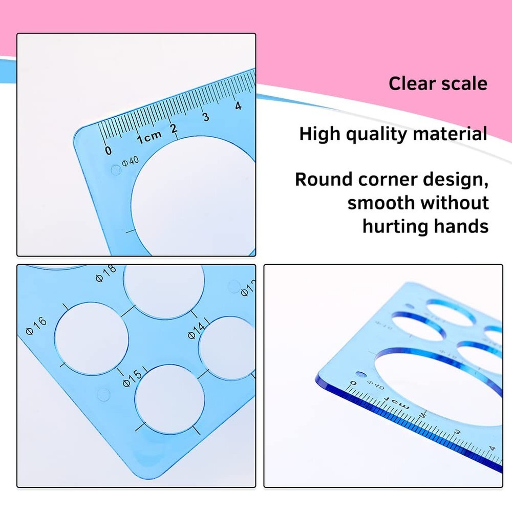 Circle Template for Drawing 4 Pcs Circle Stencils Drafting Tools Set Stencil ...