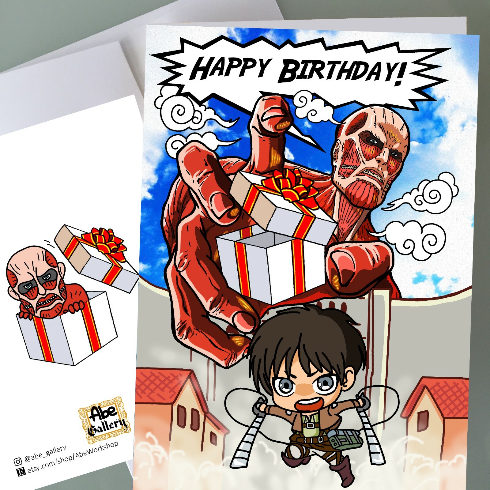 Attack on Titan Birthday Card - Funny Birthday Card Boys Anime Fan Art Happy