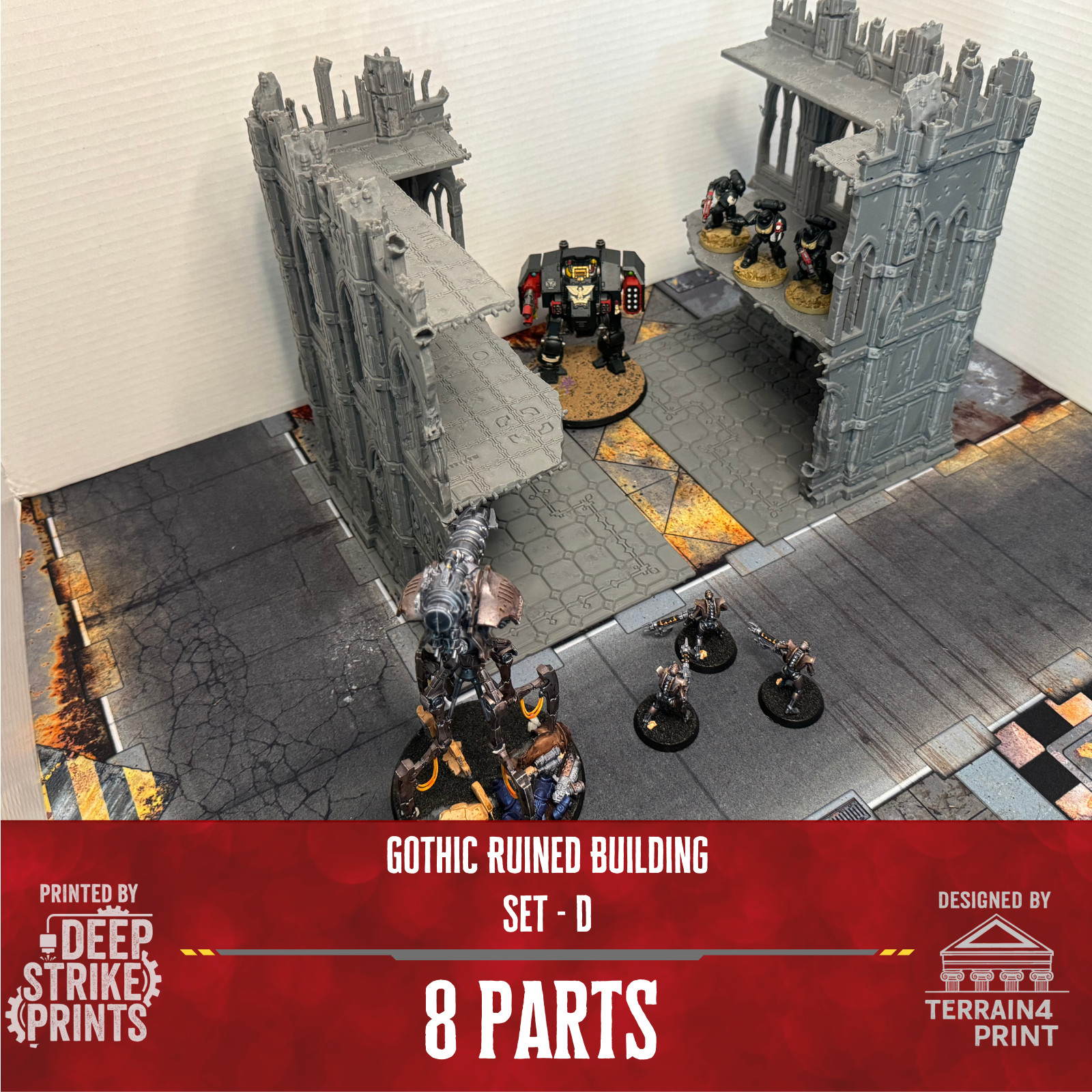 Gothic Ruined Building Set D x2 Terrain Scenery Tabletop/Warhammer 40k