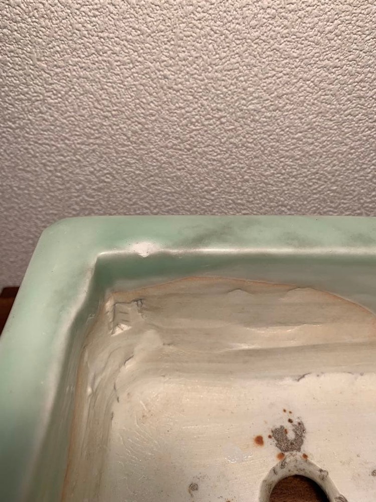 Celadon Rectangular Bonsai Pot Antique Blue and White Miniature Tree Container