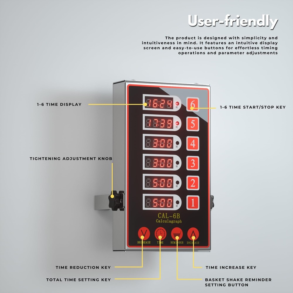 Commercial Kitchen Timer with 6 Channels, Professioe