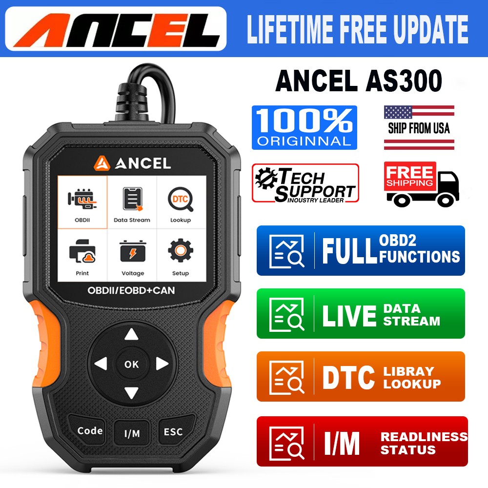 ANCEL AS300 OBD2 Scanner Code Reader Car Diagnostic Scan Tool Check Engine Fault