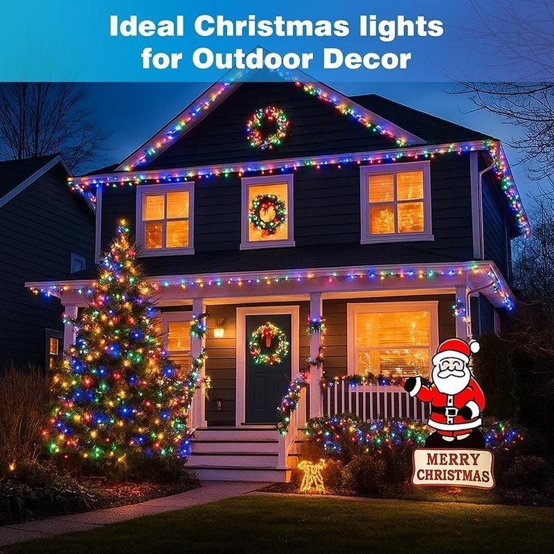 800LED Outdoor Christmas Lights 197ft Remote Control 8 Modes Timer Waterproof US