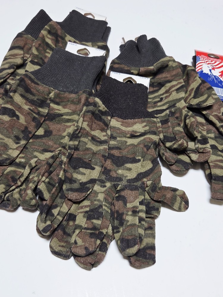 Green Camo Gloves 6pair