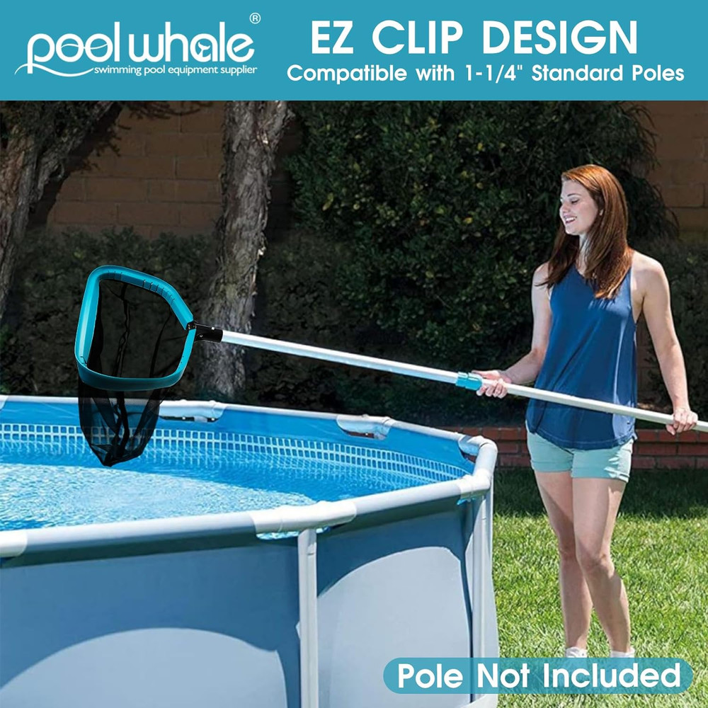Pool Skimmer Net Rake, Aluminum Frame Deep Nylon Net, Ultra Fine Mesh Pool Nets