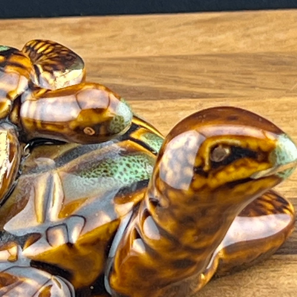 Ceramic Turtle W/Baby Turtle On Back Glazed Brown & Green
