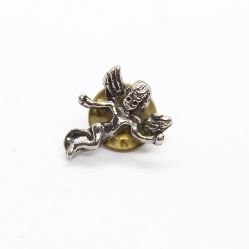Angel Cherub Lapel Pin Silver Tone Beautiful #2